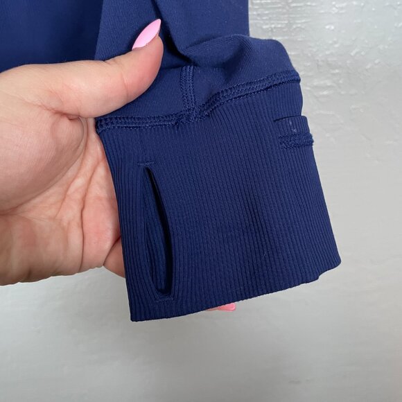 Ivivva by Lululemon Girls 12 Navy Blue Green Athletic Jacket Hooded Pockets - Picture 8 of 10